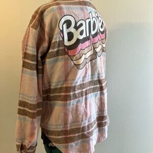 Barbie Retro Logo Plaid Flannel Shacket S